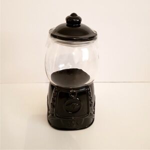 Black Ceramic Candy Jar Decor with Glass Globe Lid NEW